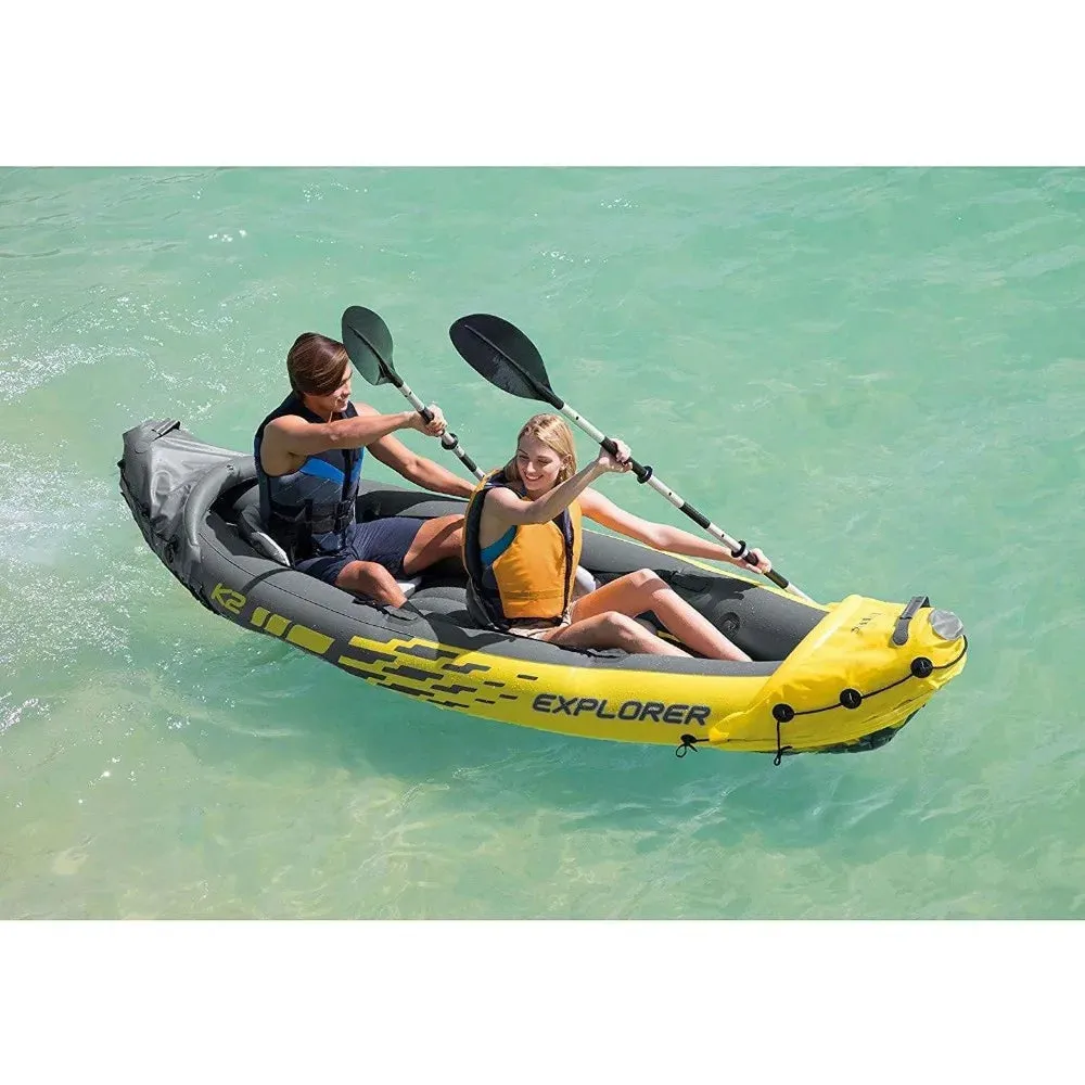 68307EP Explorer K2 Inflatable Kayak Set: Includes Deluxe 86in Aluminum Oars