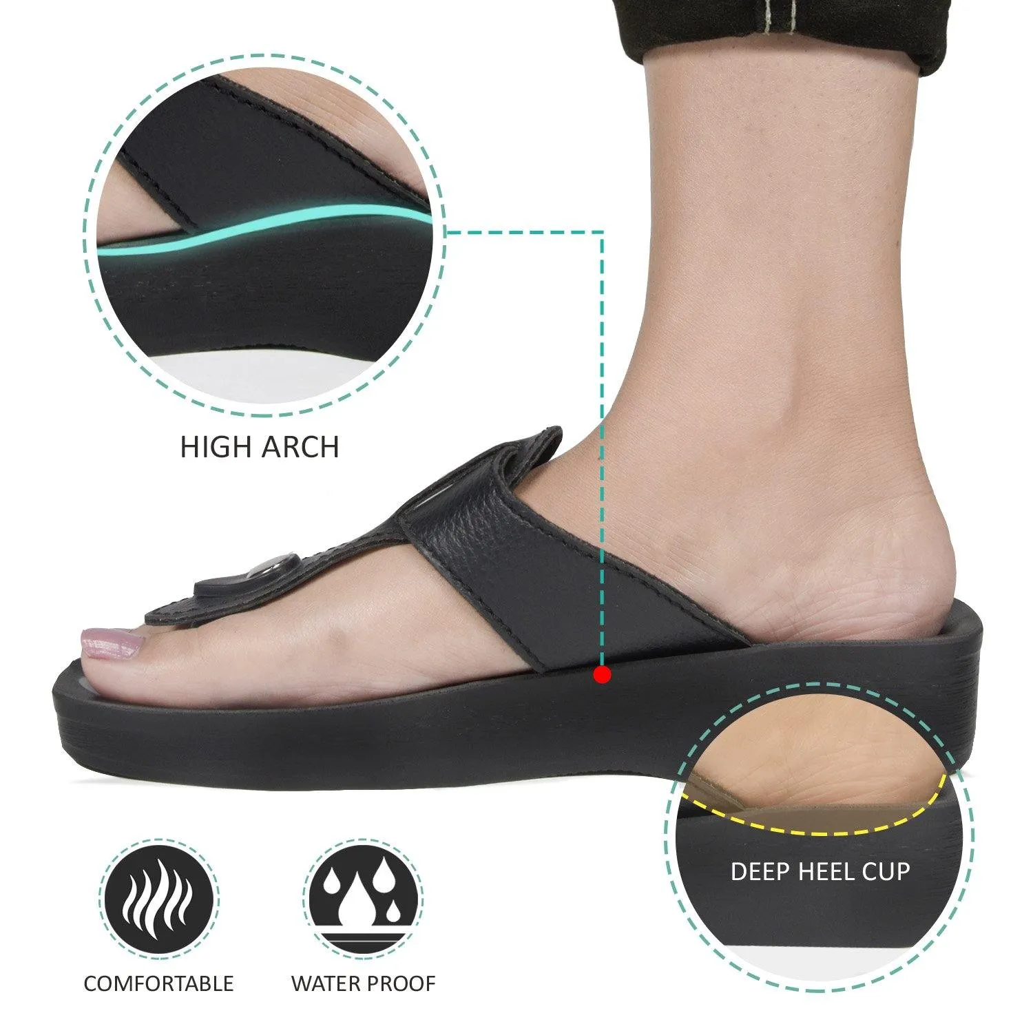 Aerosoft - Freedom A0851 Fashion T-Strap Comfortable Arch Support Summer Sandals For Women