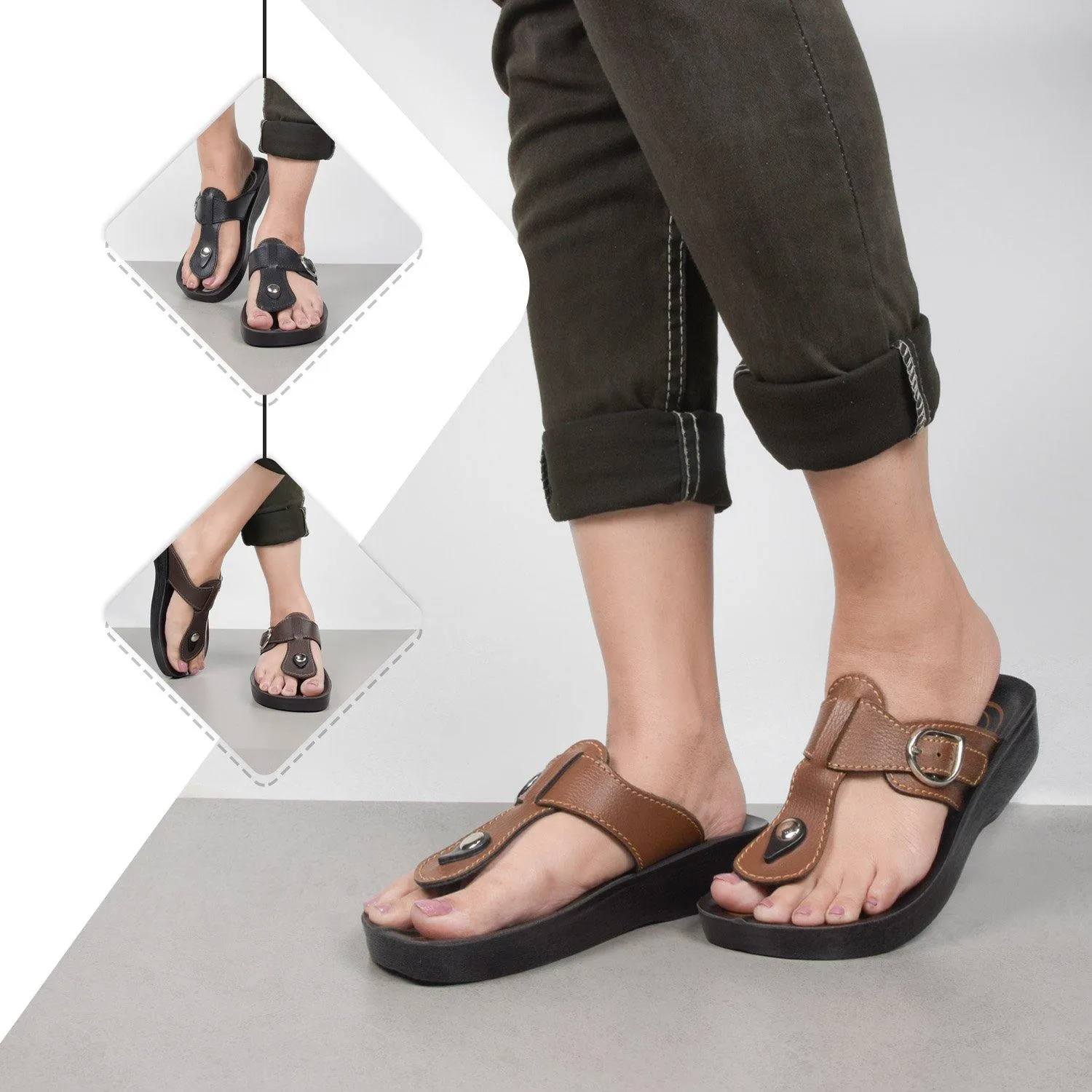 Aerosoft - Freedom A0851 Fashion T-Strap Comfortable Arch Support Summer Sandals For Women