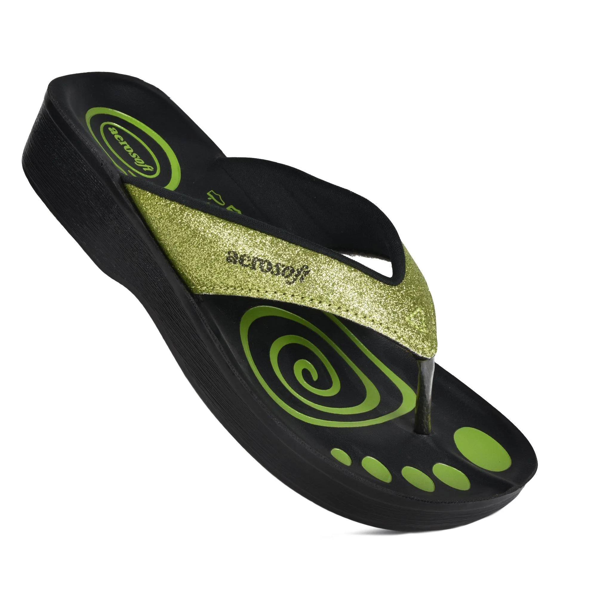 Aerosoft - Glitter A0825 Thong Beach Wear - Summer Arch Support Flip Flops for Women