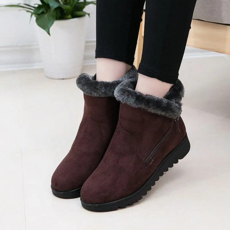 Amozae-Back to College Winter ankle boots women shoes 2024 new fashion non-slip warm plush zipper Casual shoes woman snow boots Dropshipping