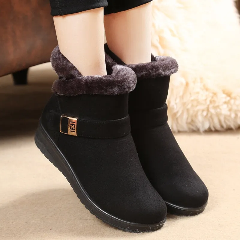 Amozae-Back to College Winter ankle boots women shoes 2024 new fashion non-slip warm plush zipper Casual shoes woman snow boots Dropshipping