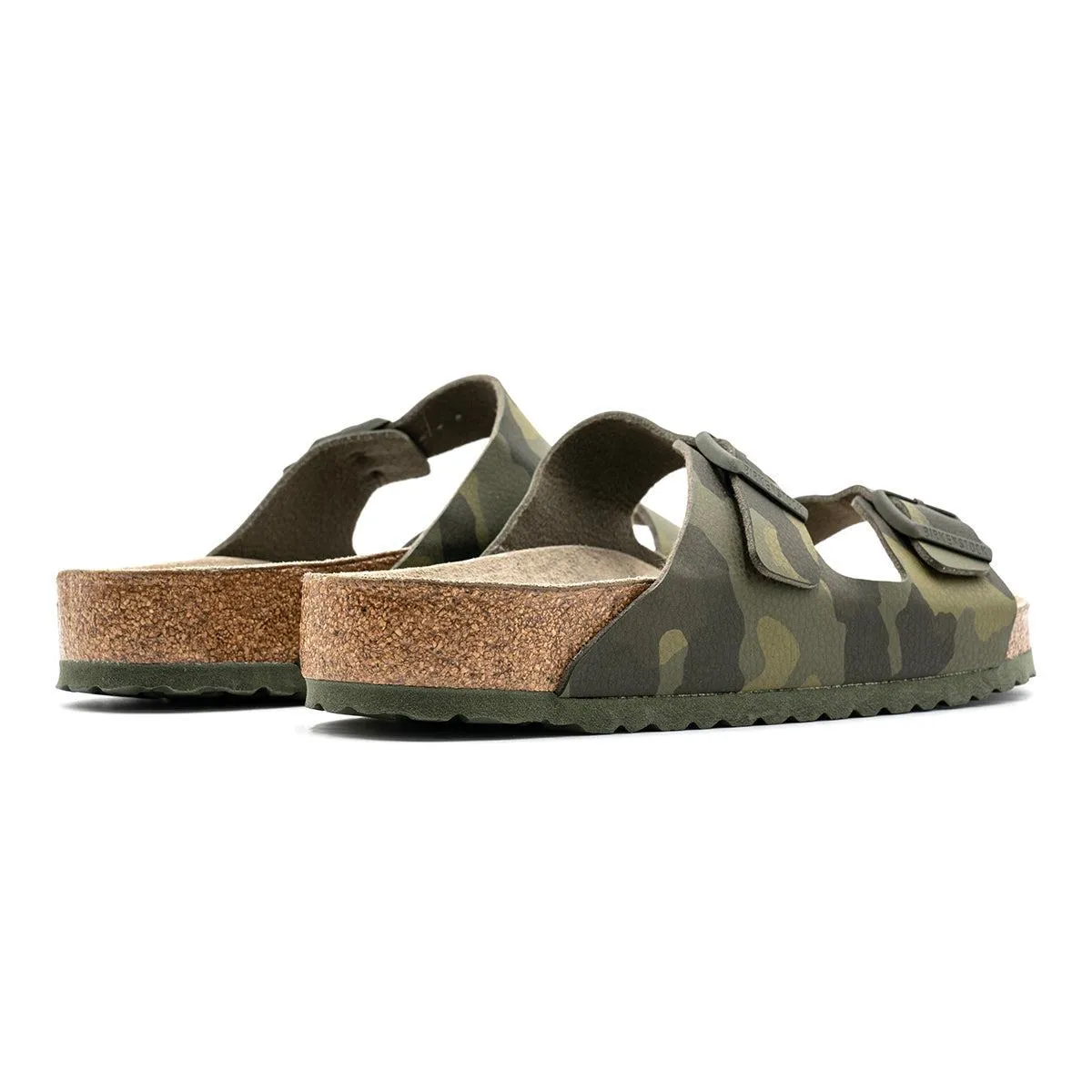 Birkenstock Arizona Soft Footbed Birkoflor Casual Sandals Leather Green Colour For Men