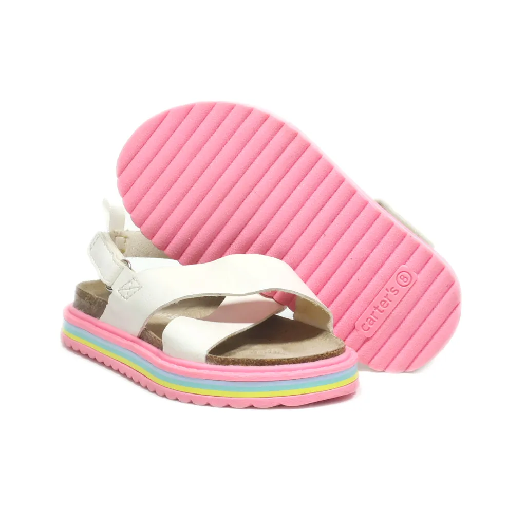 Carter'S Cindy Flat Sandals Leather White Colour For Kids