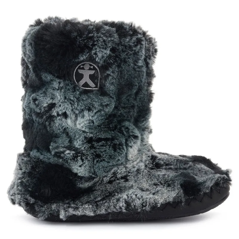 Cole - Short Luxury Faux Fur Boot - Black Wolf