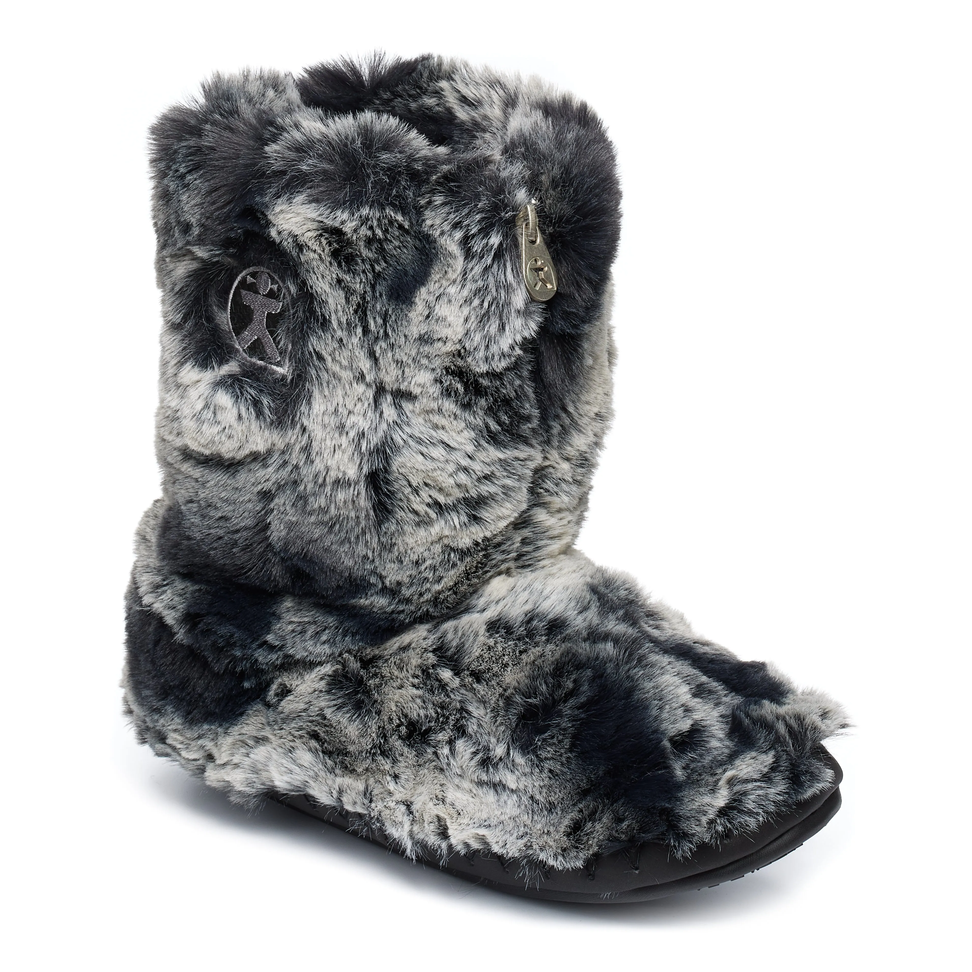 Cole - Short Luxury Faux Fur Boot - Black Wolf