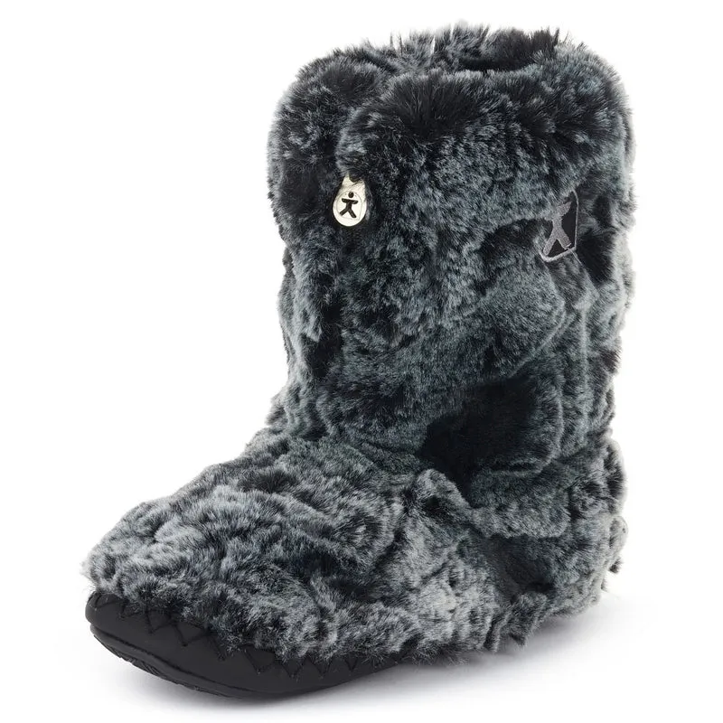 Cole - Short Luxury Faux Fur Boot - Black Wolf