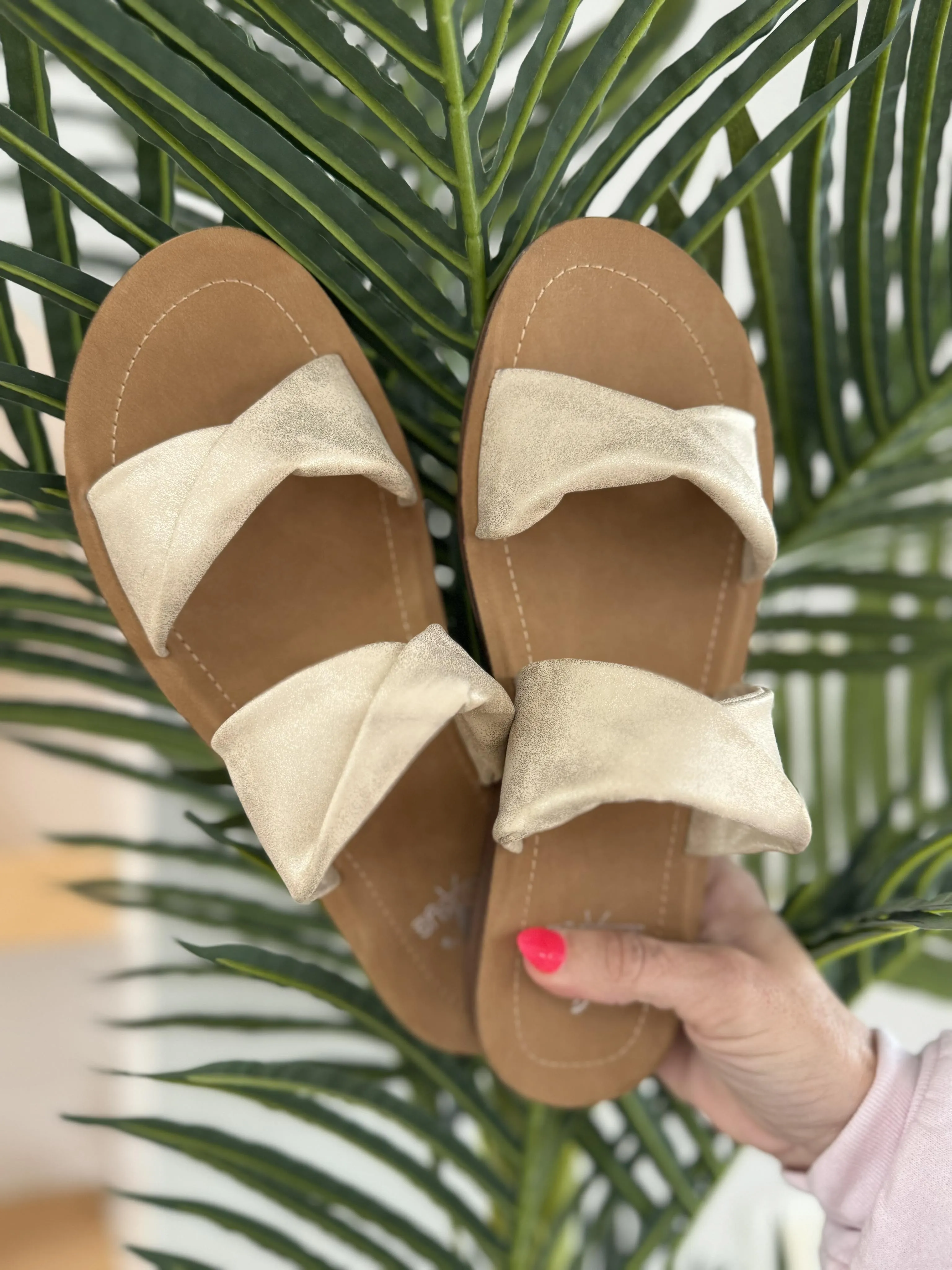 CORKYS With a Twist Gold Sandals - Final Sale