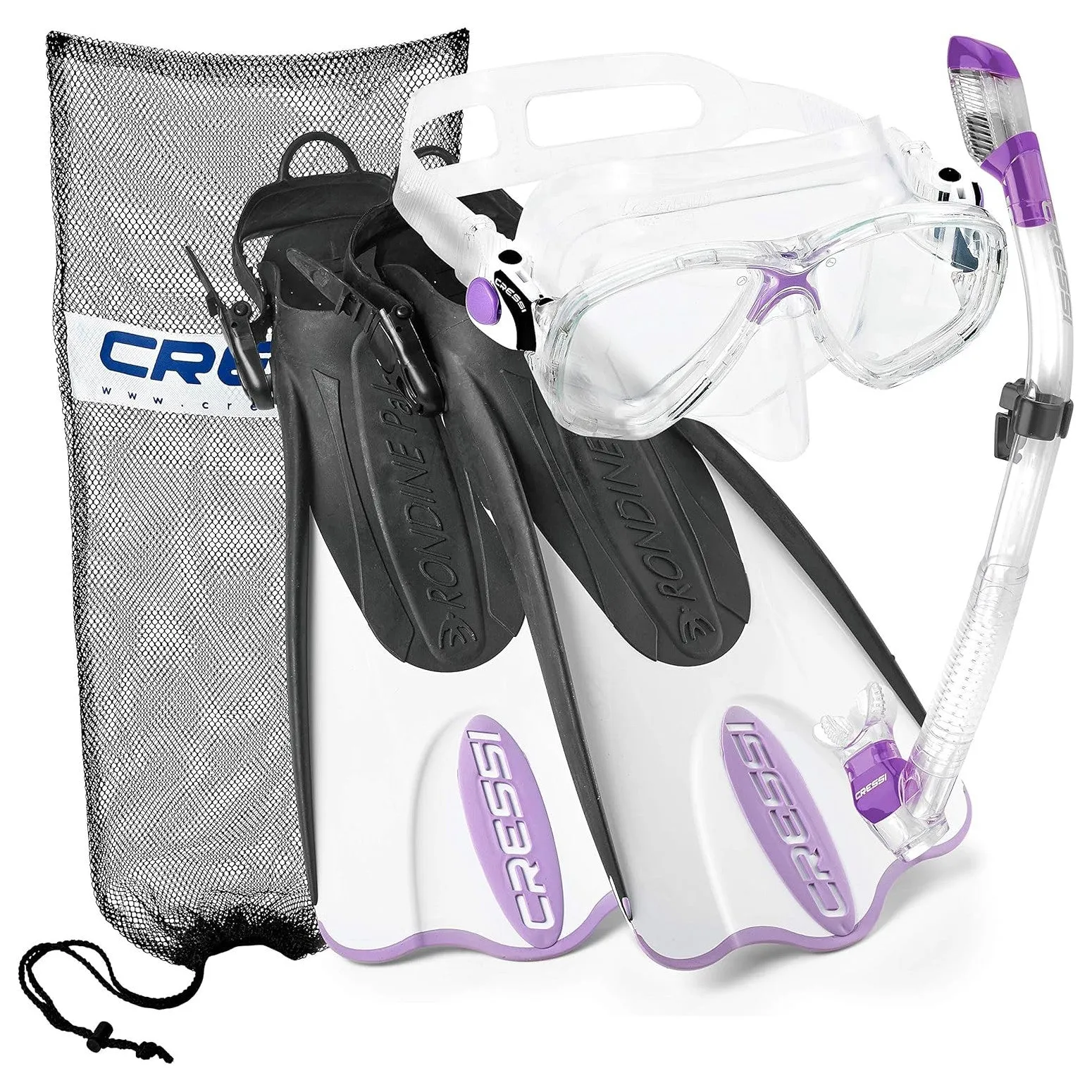 Cressi Marea Mask - Supernova Dry Snorkel - Palau SAF Fins Snorkel Set