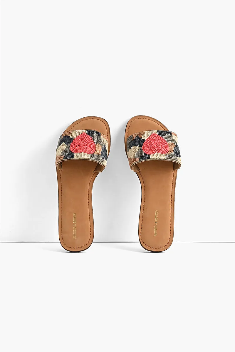 Don't Hide Your Heart Beaded Slide Sandals