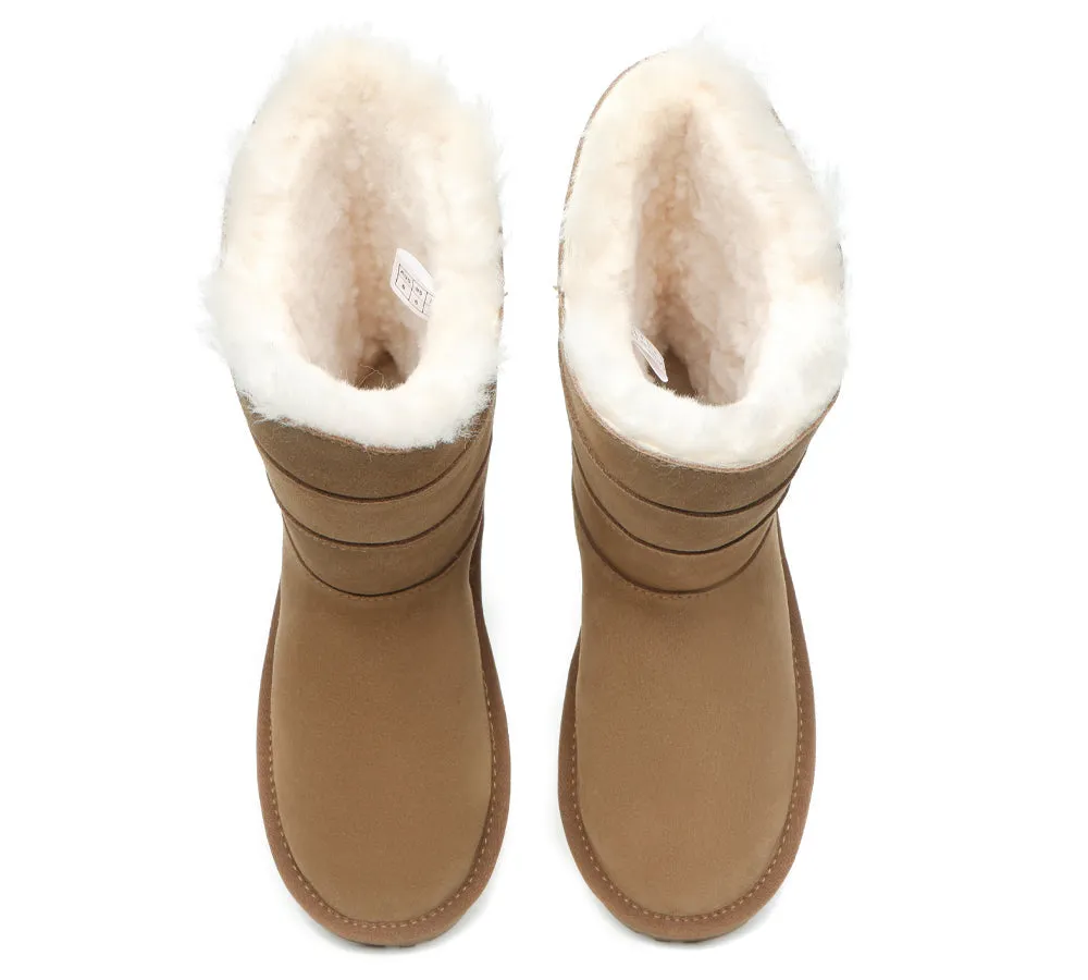 EVERAU® UGG Boots Women Premium Australian Sheepskin Wool Tall Swanston 3 Panel