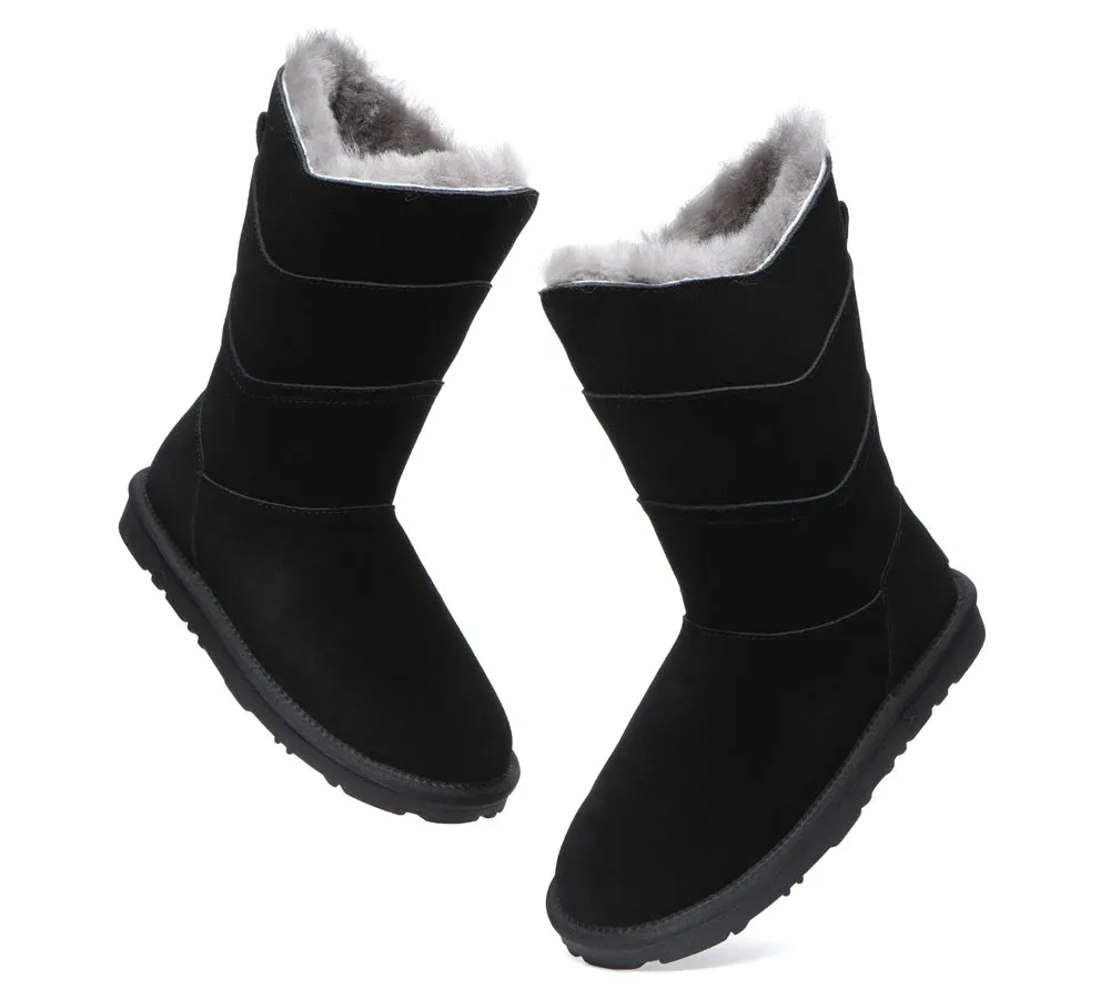 EVERAU® UGG Boots Women Premium Australian Sheepskin Wool Tall Swanston 3 Panel