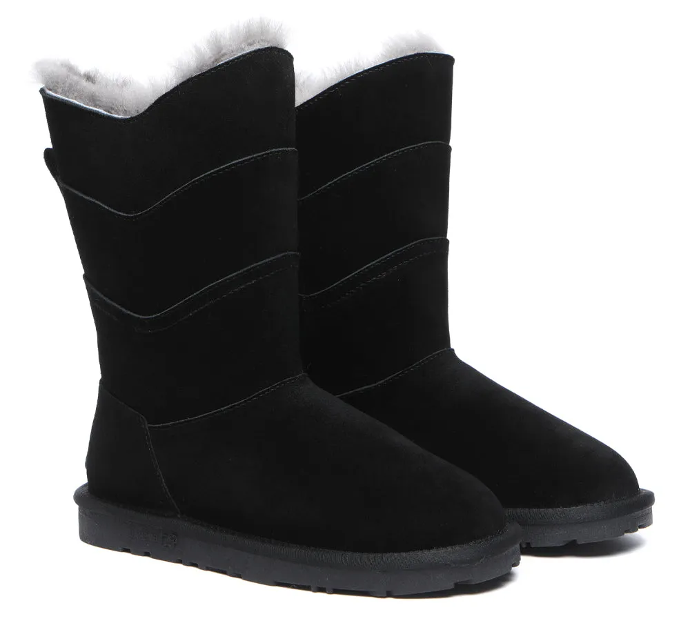 EVERAU® UGG Boots Women Premium Australian Sheepskin Wool Tall Swanston 3 Panel