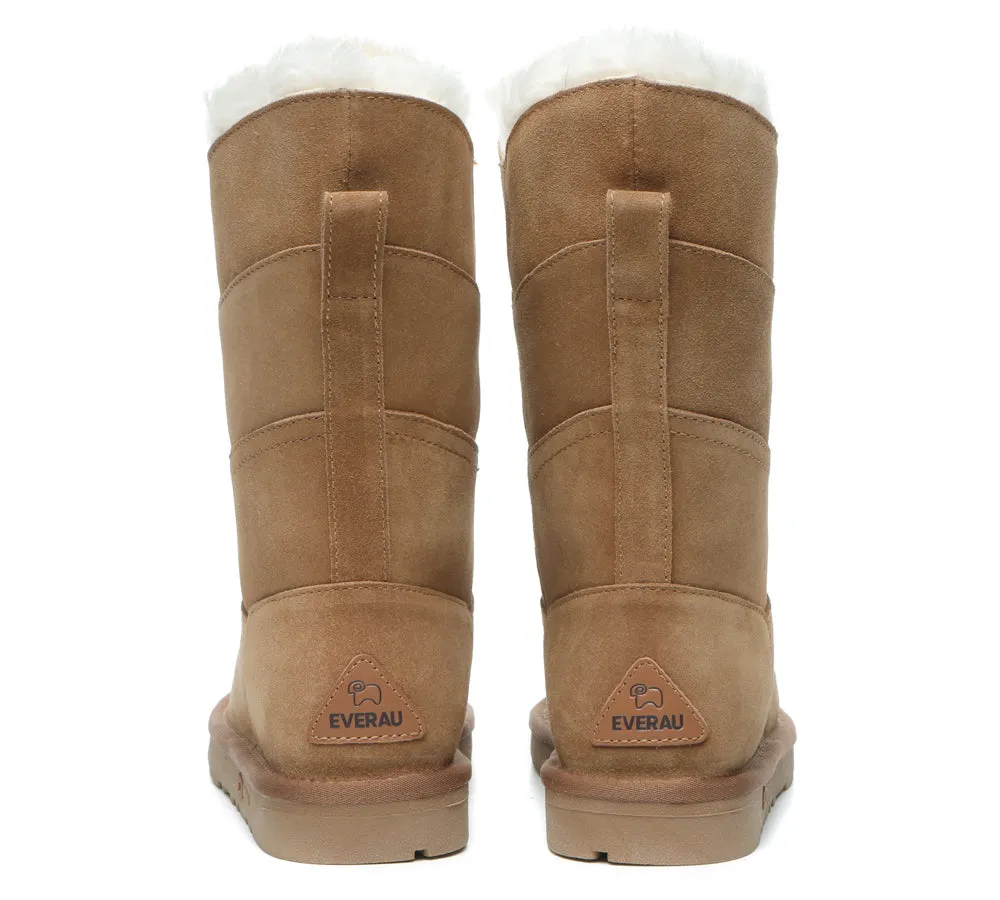 EVERAU® UGG Boots Women Premium Australian Sheepskin Wool Tall Swanston 3 Panel