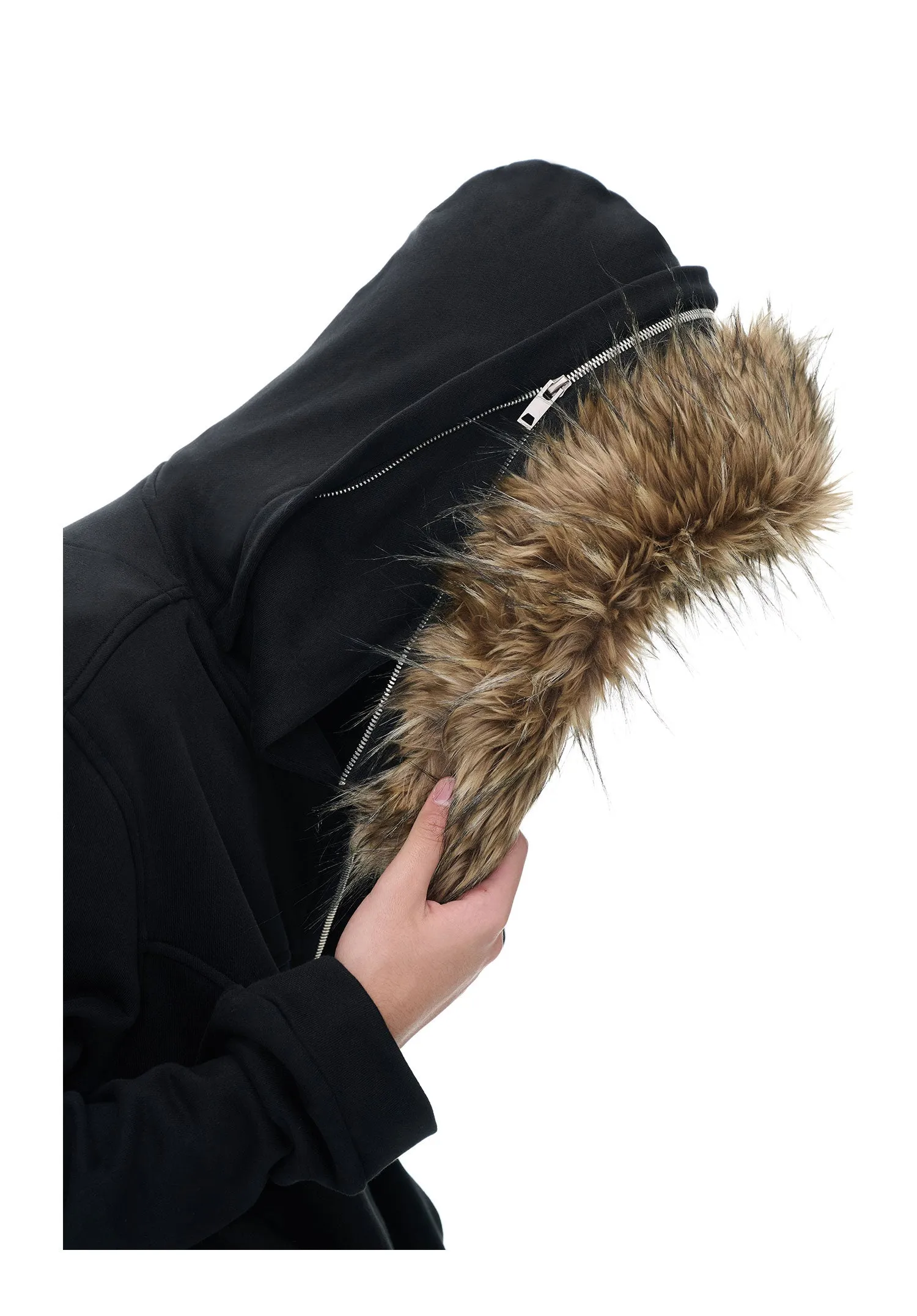 Fur-Lined Hood Bomber Jacket