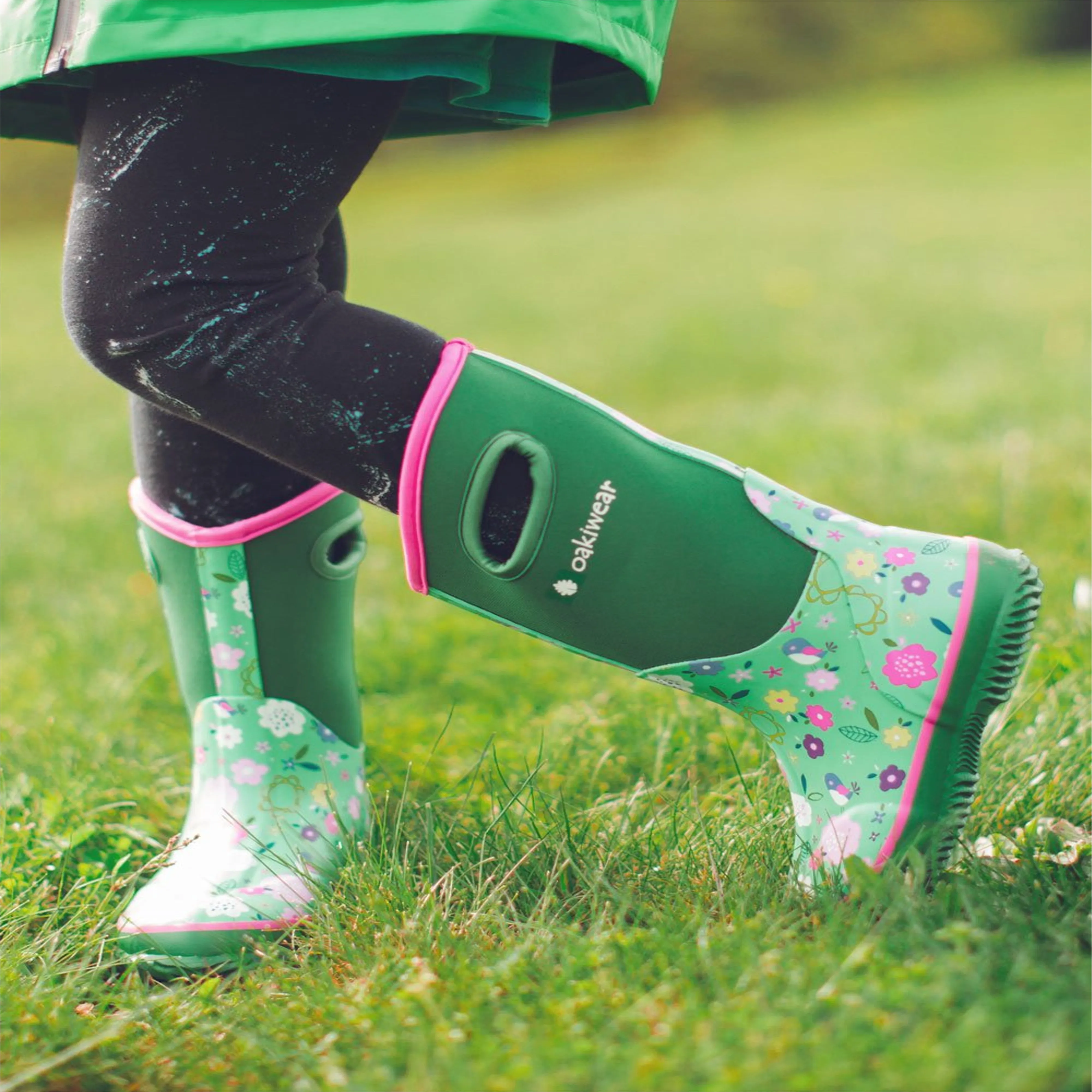 Green Floral Neoprene Rain/Snow Boots