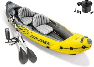 Inflatable Kayak Set 86 Inches, Adjustable Seats with Backrest, 2 Person, 400lb Weight Capacity