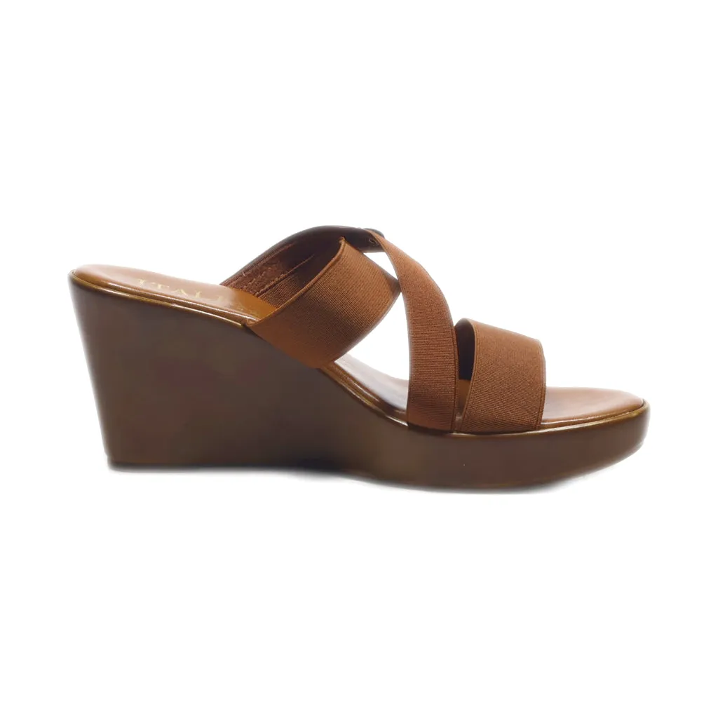 Italian Shoemakers Wedge Sandals Leather Brown Colour For Women