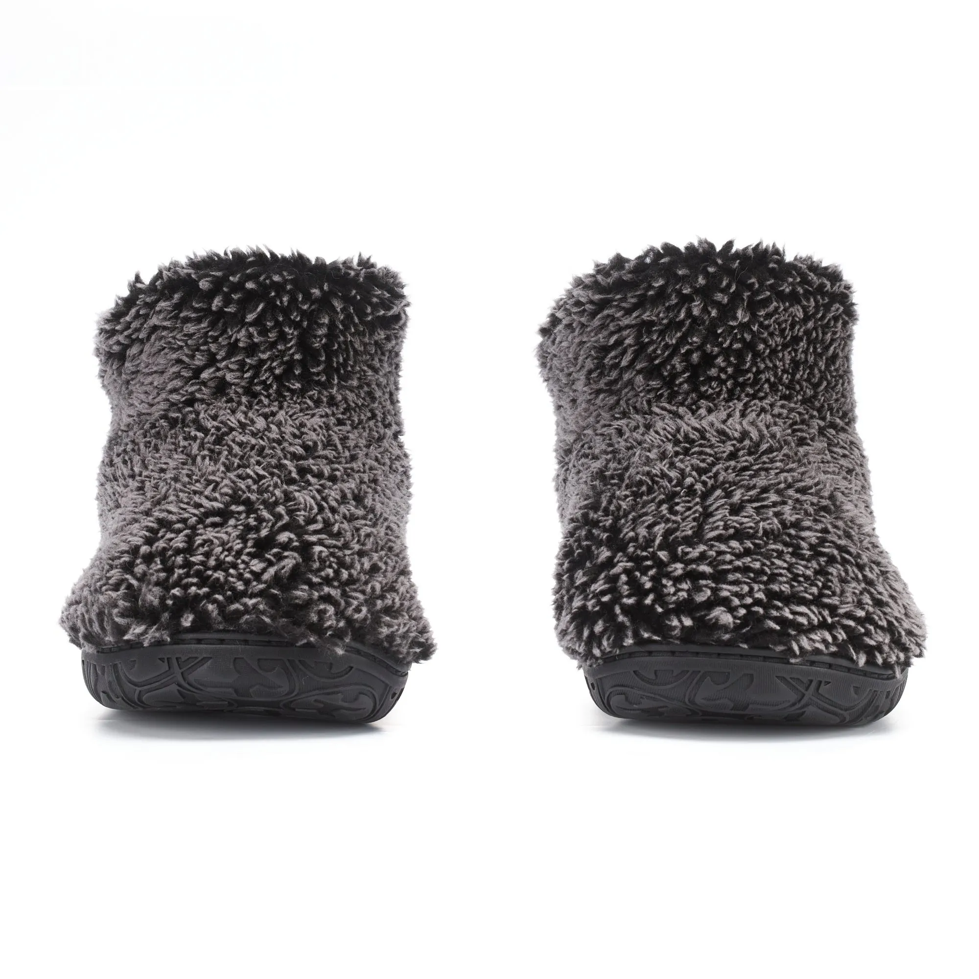 Leonardo - Shorter Length 100% Recycled Snow Tipped Sherpa Slipper Boot - Washed Black