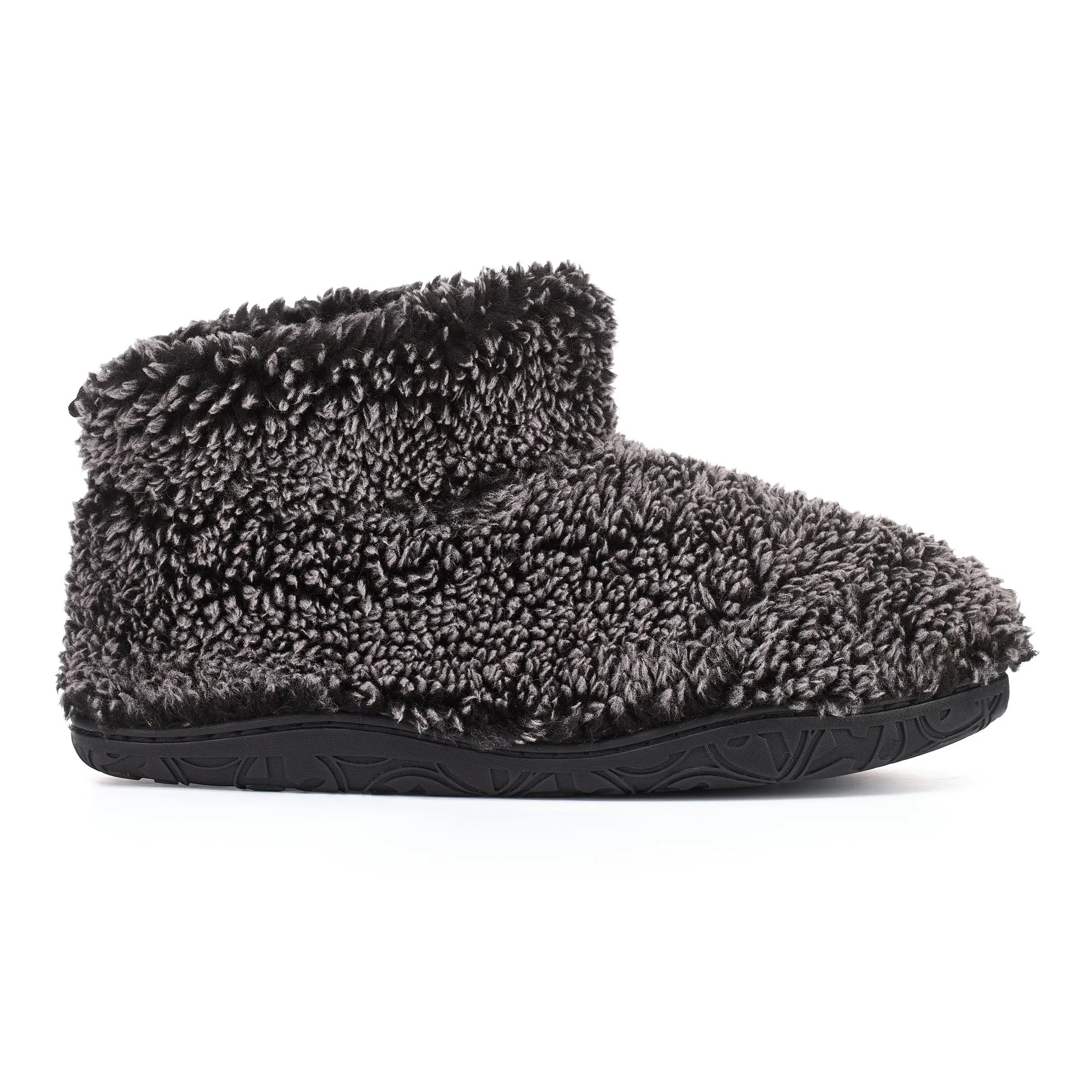 Leonardo - Shorter Length 100% Recycled Snow Tipped Sherpa Slipper Boot - Washed Black