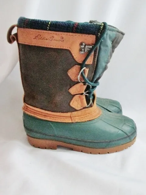 Mens EDDIE BAUER Handcrafted Leather Duck Boot Trail Hiking Snow Lined 5 GREEN