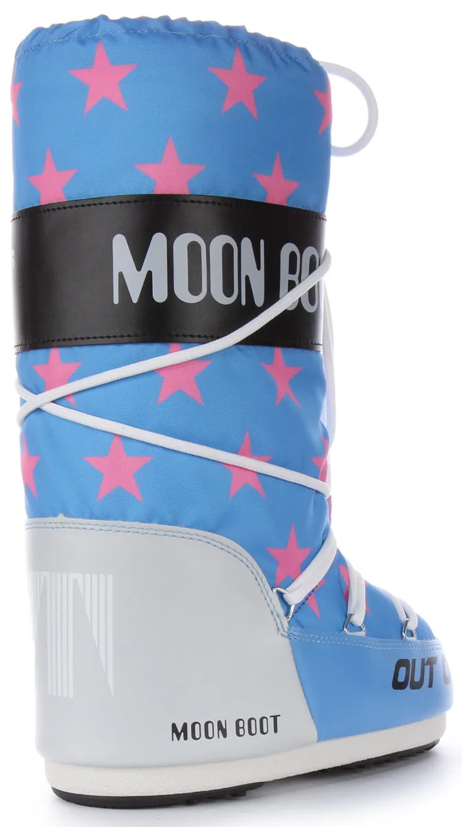 Moon Boot Icon Retrobiker In Blue Pink For Women