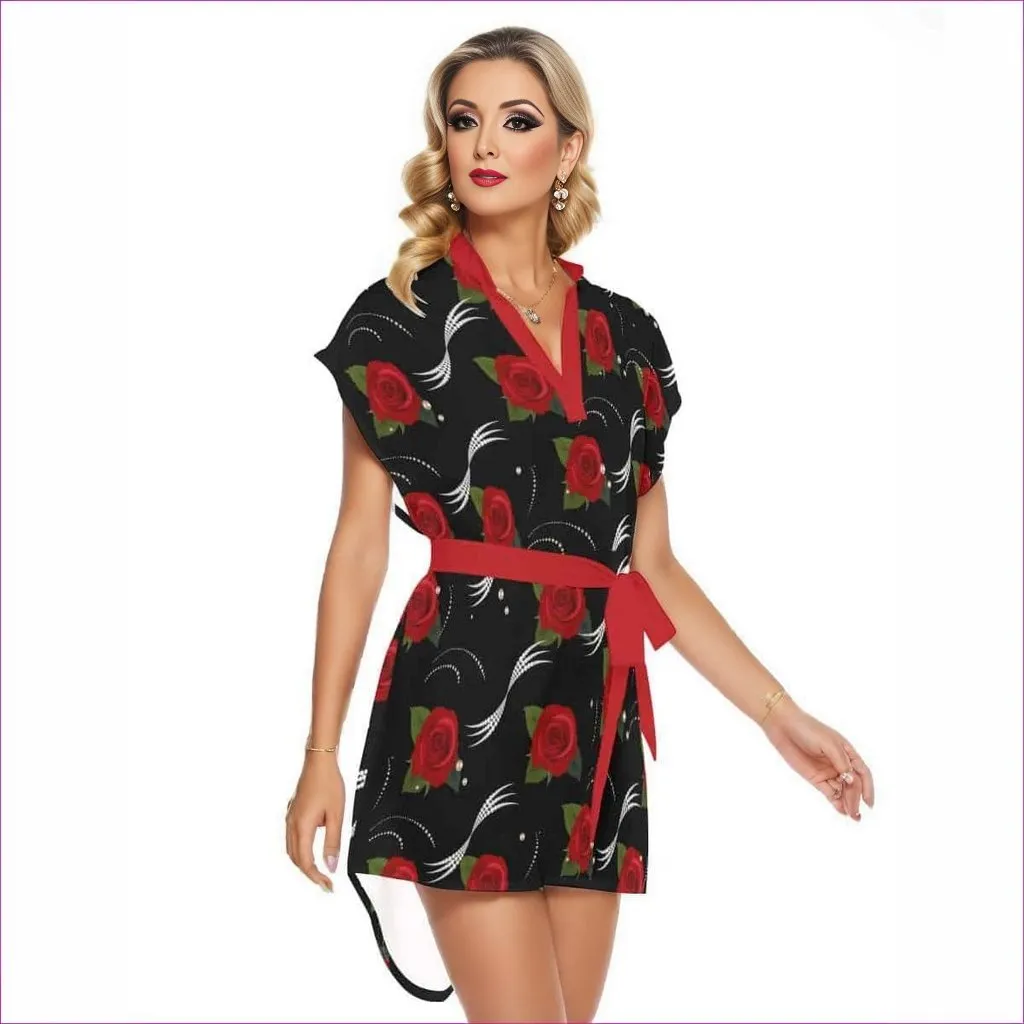 Pearls & Roses Womens Casual Dress With Belt