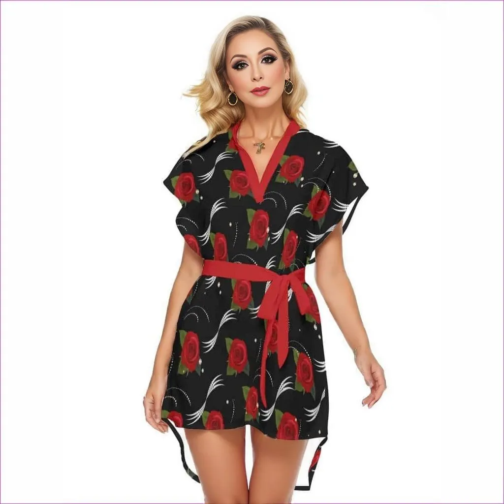 Pearls & Roses Womens Casual Dress With Belt