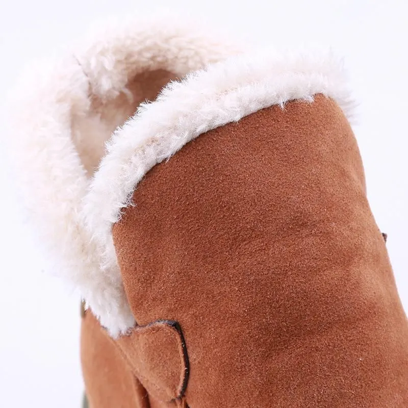 Premium Women's Suede Ankle Platform Winter Boots with Warm Fur