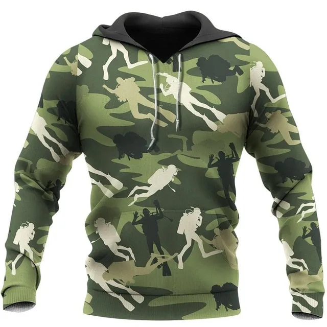 Scuba diving Hoodie Summer Men | Scuba Diving Camouflage