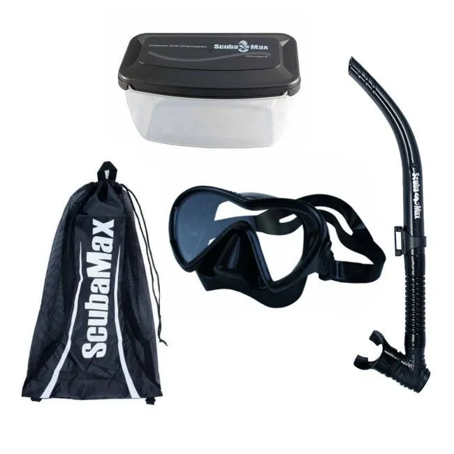 Scuba Max MK-118 Evora Mask, SK-215 Air Supply II, Mask box and Snorkeling Bag Snorkel Combo