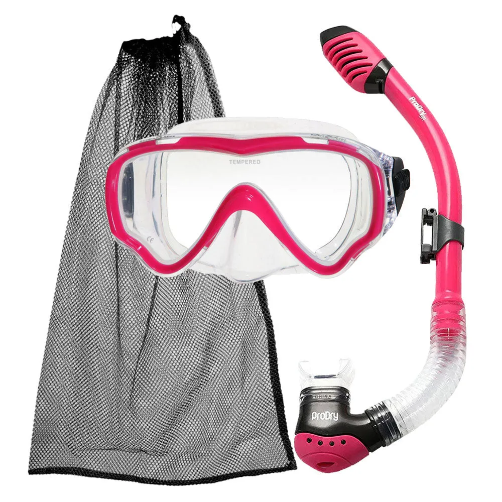 ScubaMax Kids Pro Dry Snorkel One Window Kids Mask Snorkeling Set