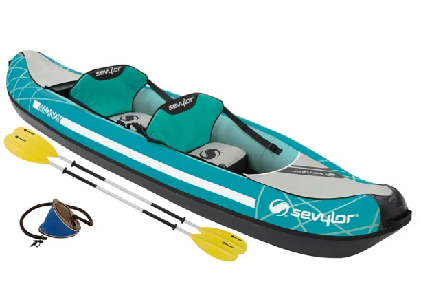 Sevylor Madison Inflatable Kayak Kit  - 2 Person - with 2 x Kayak Paddles, Foot Pump & 2 x Baltic Canoe Buoyancy Aids - 2024 Model - SPECIAL OFFER WHILST STOCKS LAST