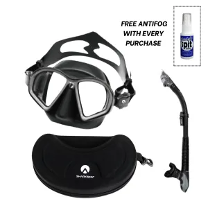 Sharkskin SeaClear Mask With Uv Anti Fog Coating & Sharkskin EasyClear Dry Top Snorkel With Free Anti-fog