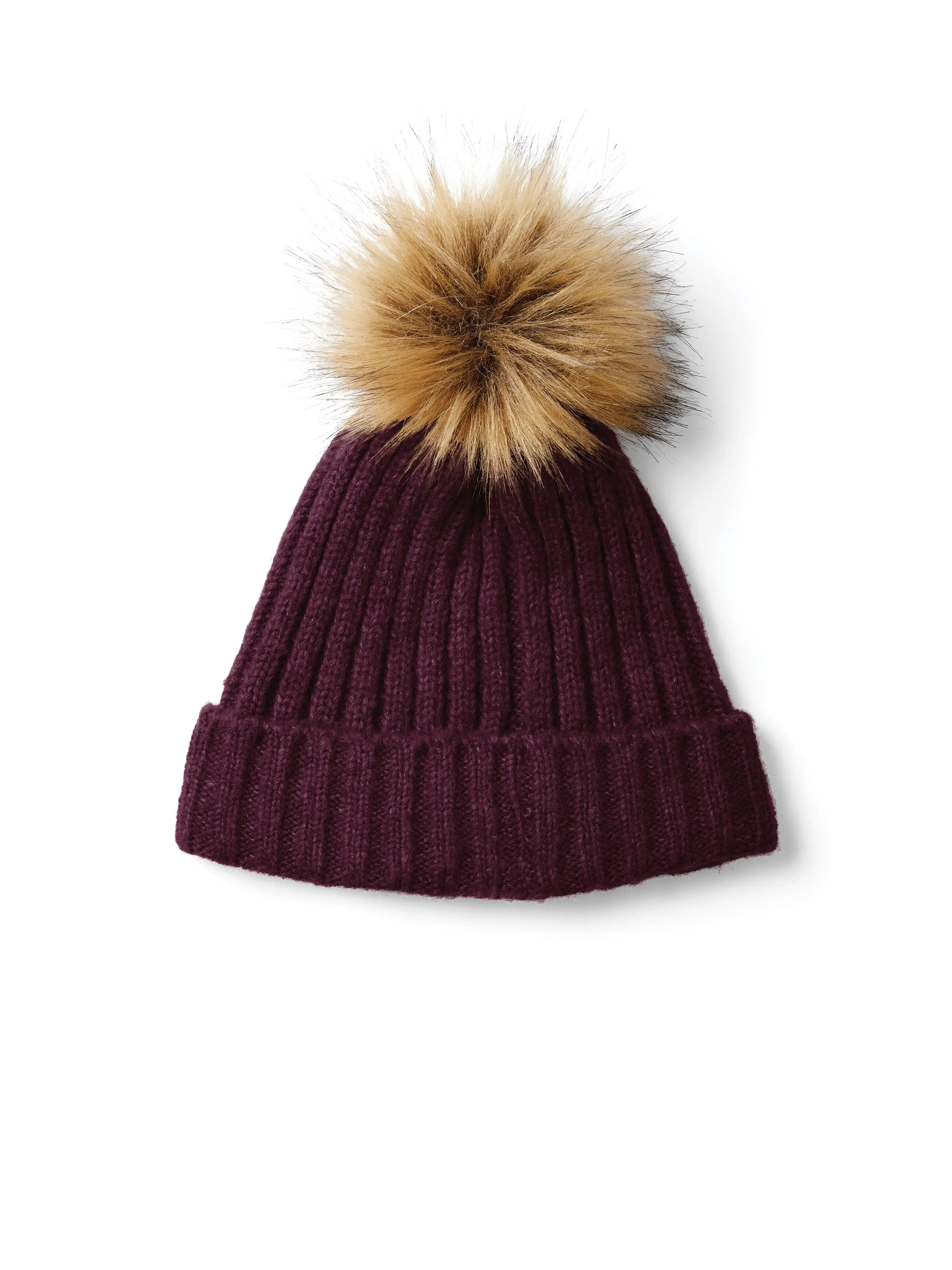 Signature Knitted Bobble Hat - Plum