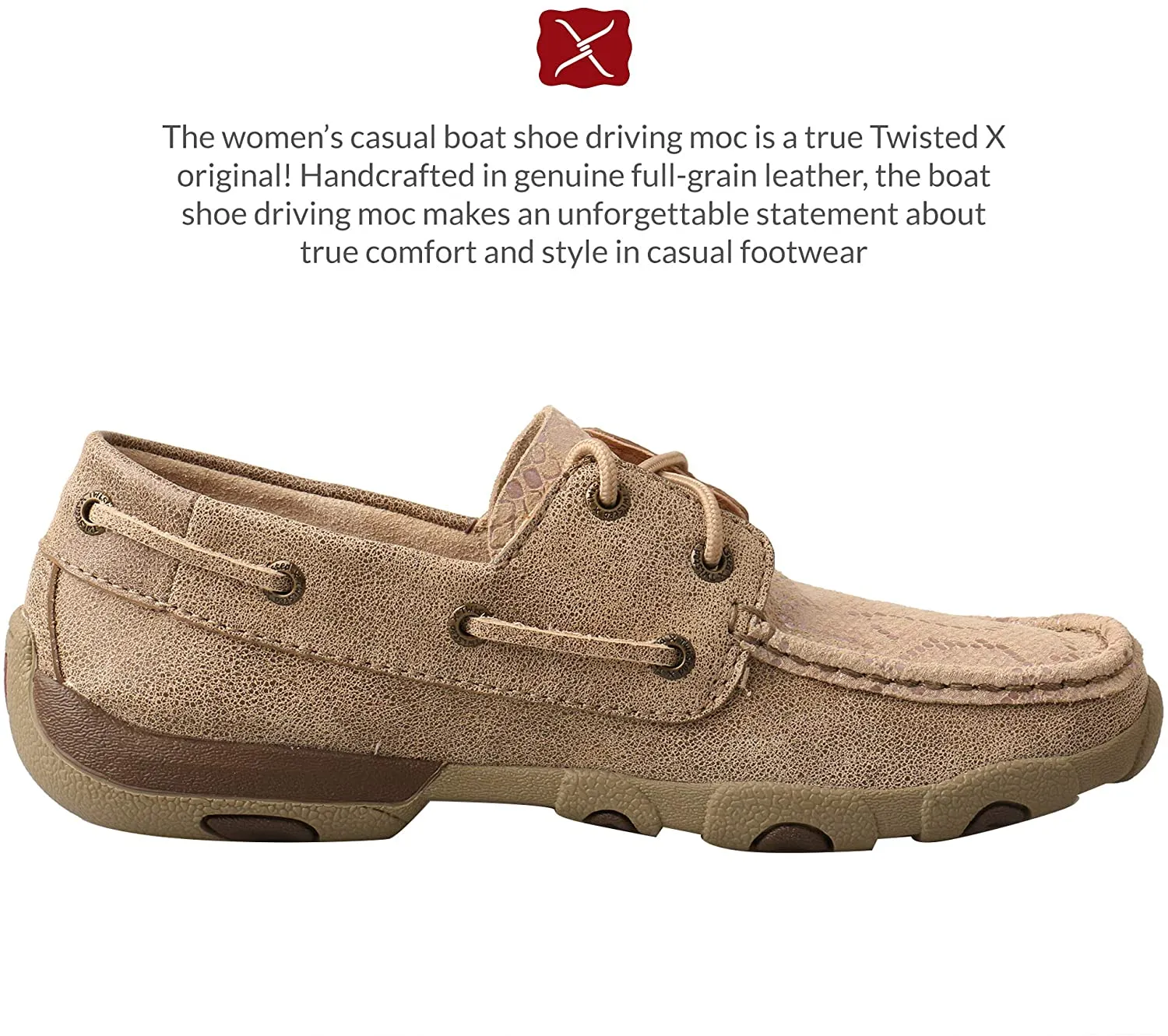 Twisted X Women's Boat Shoe Driving Moc with CellStretch, Bomber/Khaki, 6(M)