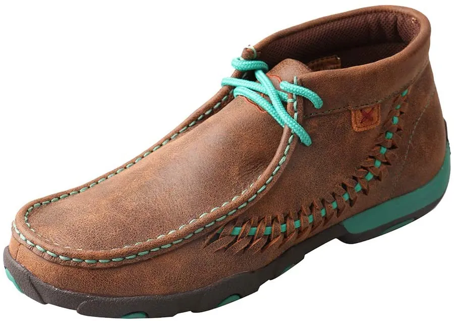 Twisted X Women's Boat Shoe Driving Moc with CellStretch, Bomber/Khaki, 6(M)