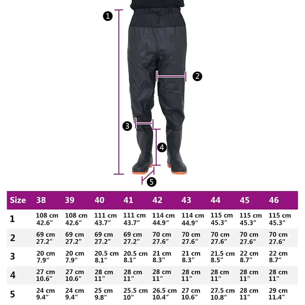 vidaXL Waist Waders with Boots Black Size 39