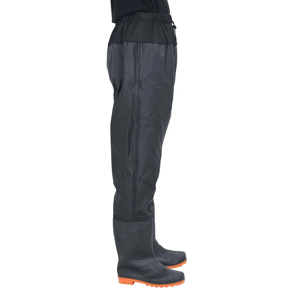 vidaXL Waist Waders with Boots Black Size 43