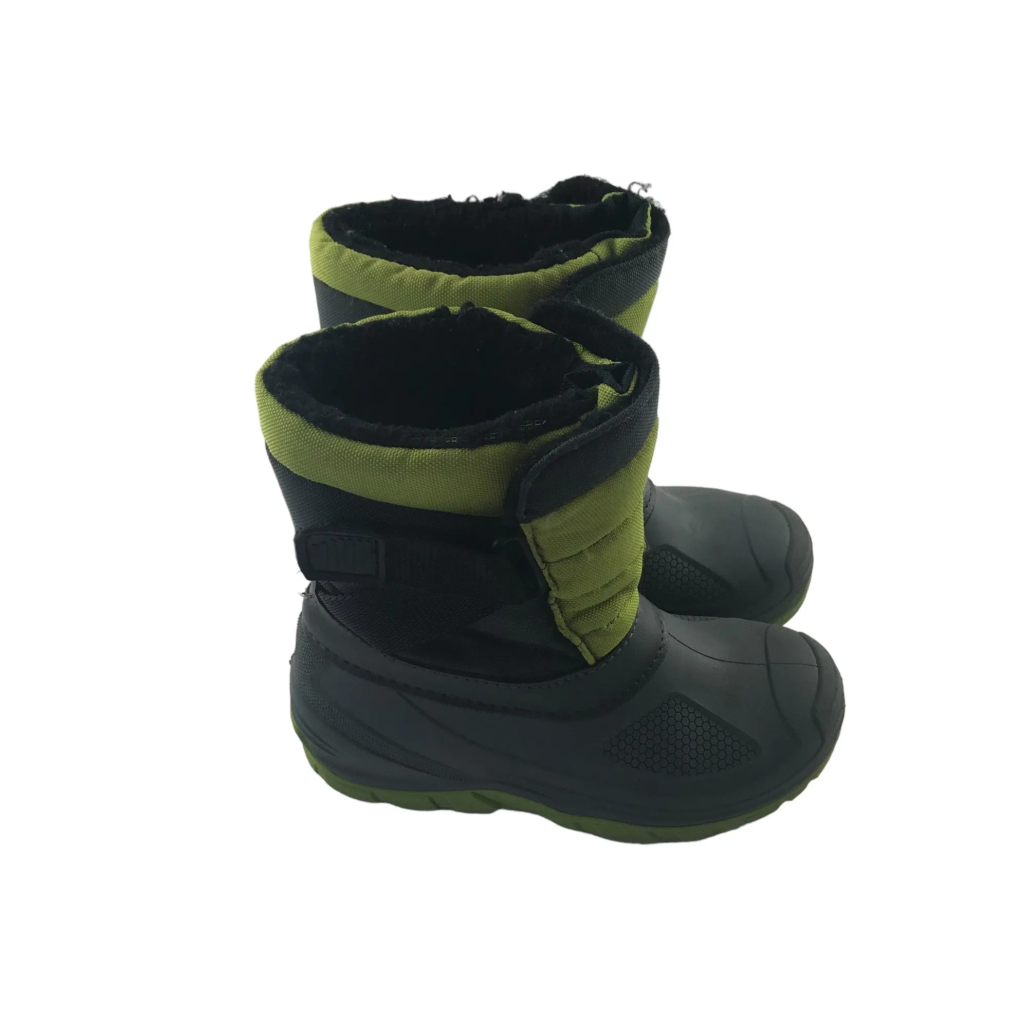 Winter boots shoe size 12 junior grey and lime green waterproof snow boots