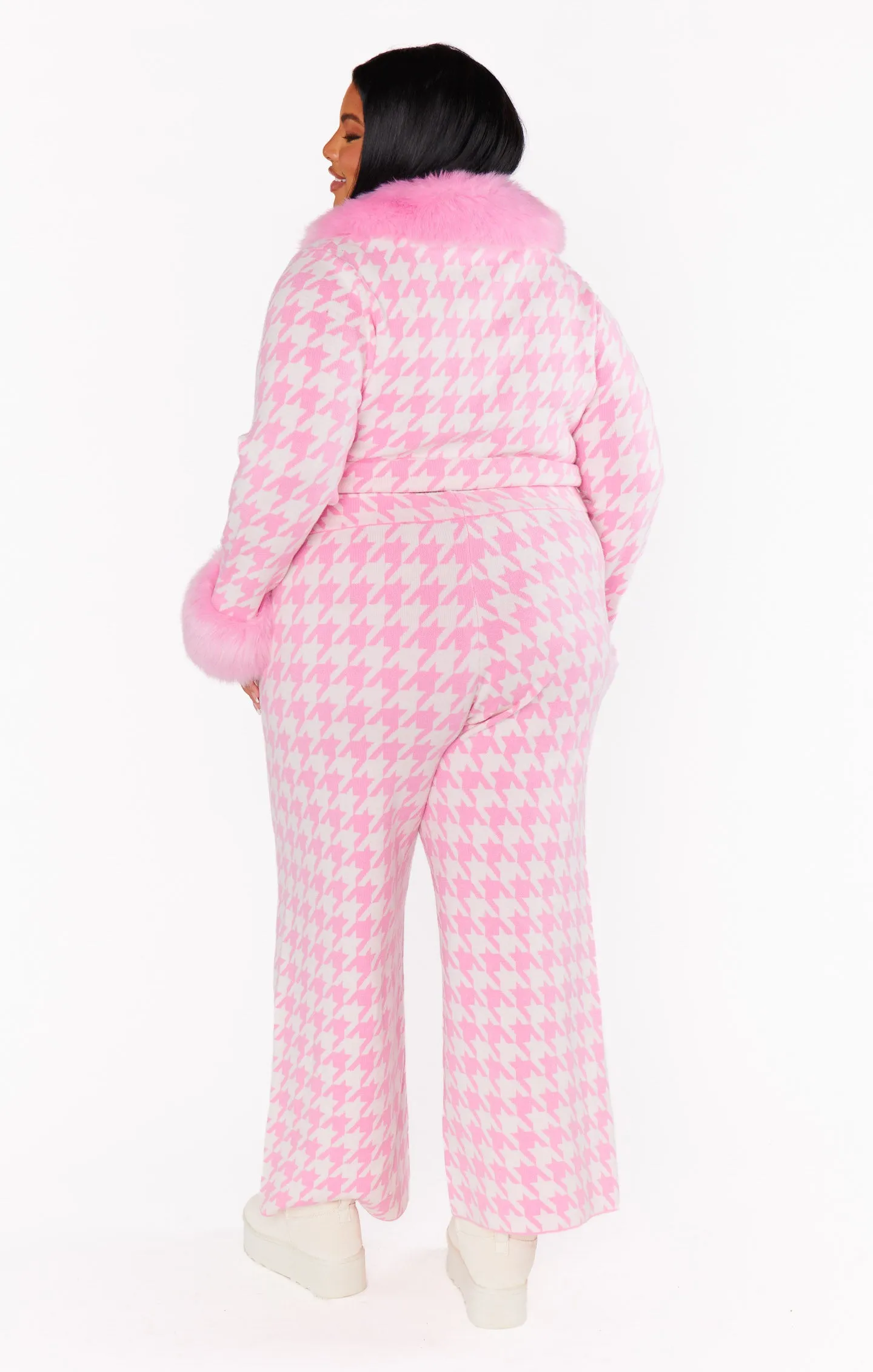 Zermatt Sweater Pant ~ Pink Houndstooth Knit